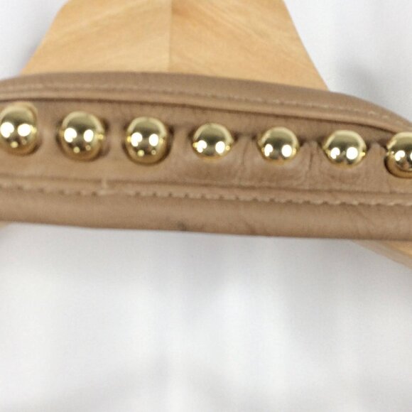 Big Buddha Fringe Shoulder Bag Carmel Brown Faux Leather Gold Bead Stud Accents - Picture 5 of 9